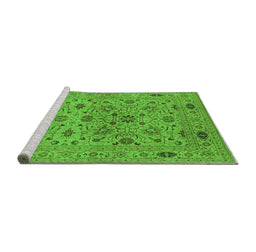 Sideview of Machine Washable Oriental Green Industrial Area Rugs, wshurb3218grn