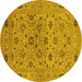 Round Oriental Yellow Industrial Rug, urb3218yw