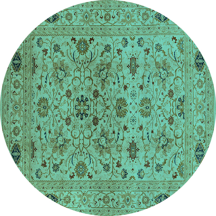 Round Oriental Turquoise Industrial Rug, urb3218turq