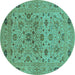 Round Oriental Turquoise Industrial Rug, urb3218turq