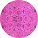 Round Machine Washable Oriental Pink Industrial Rug, wshurb3218pnk