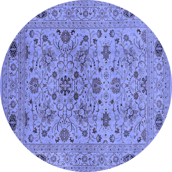Round Oriental Blue Industrial Rug, urb3218blu
