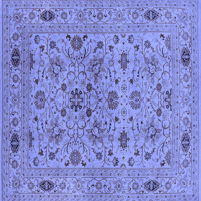 Square Machine Washable Oriental Blue Industrial Rug, wshurb3218blu