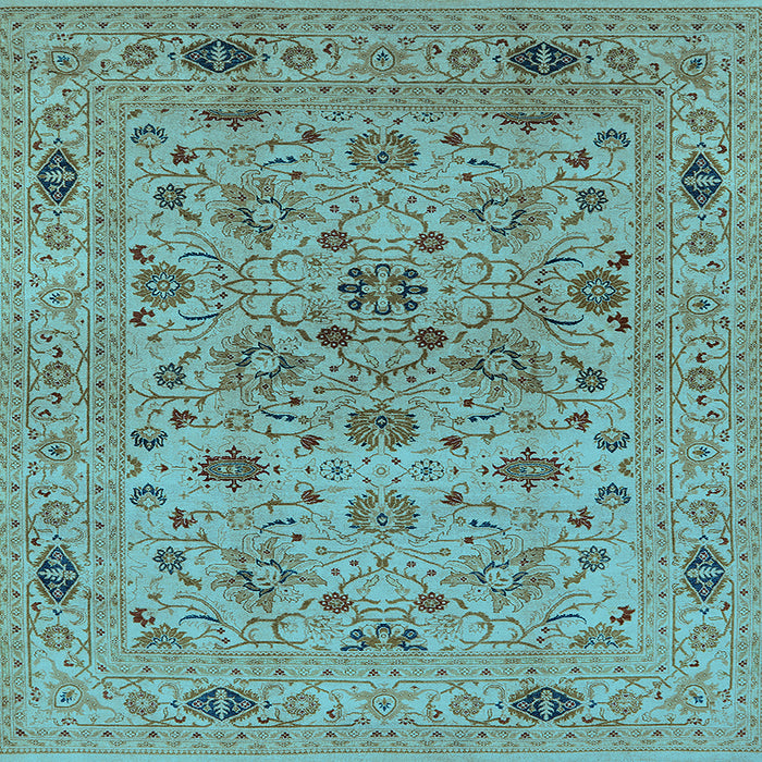 Square Machine Washable Oriental Light Blue Industrial Rug, wshurb3218lblu