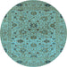 Round Oriental Light Blue Industrial Rug, urb3218lblu