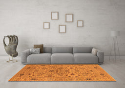 Machine Washable Oriental Orange Industrial Area Rugs in a Living Room, wshurb3218org