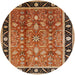 Round Mid-Century Modern Brown Sand Brown Oriental Rug, urb3219