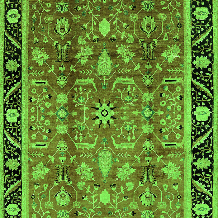 Machine Washable Oriental Green Industrial Area Rugs, wshurb3219grn
