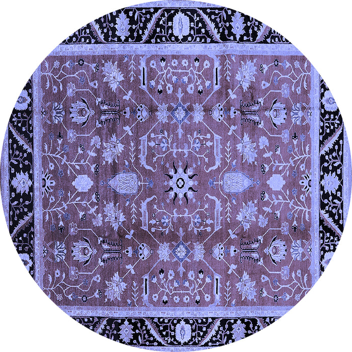 Round Oriental Blue Industrial Rug, urb3219blu