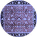 Round Oriental Blue Industrial Rug, urb3219blu