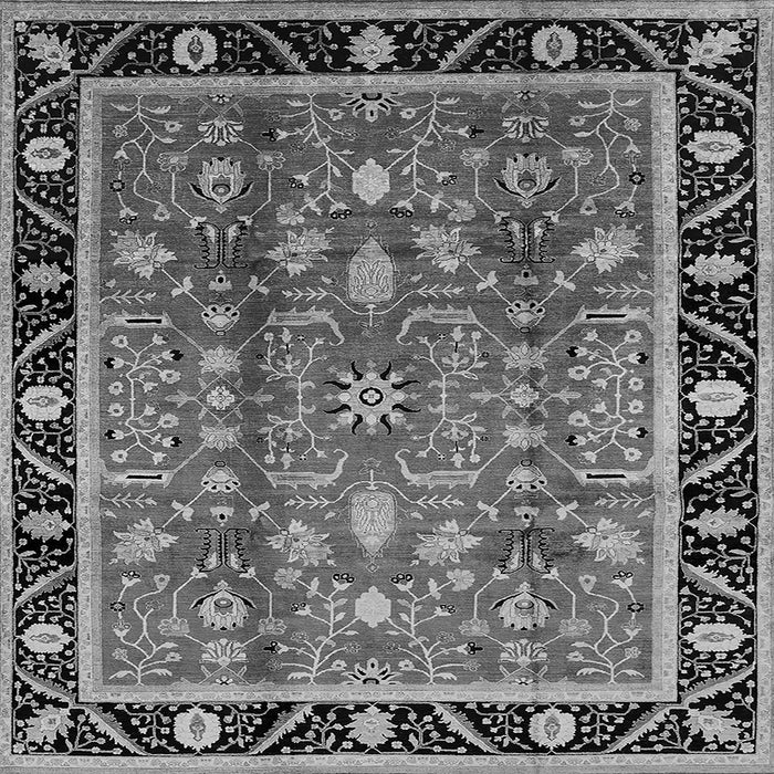 Square Machine Washable Oriental Gray Industrial Rug, wshurb3219gry