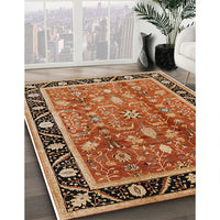 Mid-Century Modern Brown Sand Brown Oriental Rug, urb3219