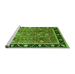 Sideview of Machine Washable Oriental Green Industrial Area Rugs, wshurb3219grn