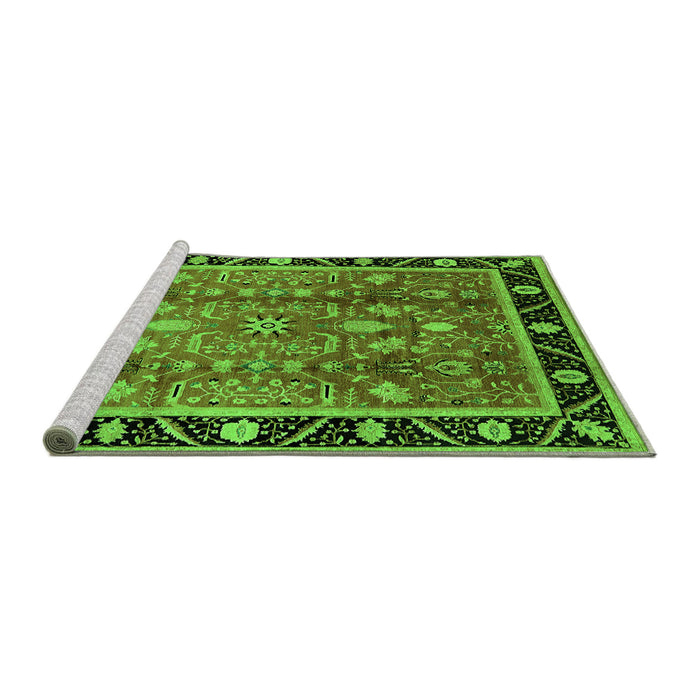 Sideview of Machine Washable Oriental Green Industrial Area Rugs, wshurb3219grn