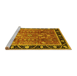 Sideview of Machine Washable Oriental Yellow Industrial Rug, wshurb3219yw