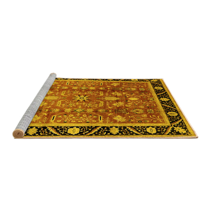 Sideview of Machine Washable Oriental Yellow Industrial Rug, wshurb3219yw