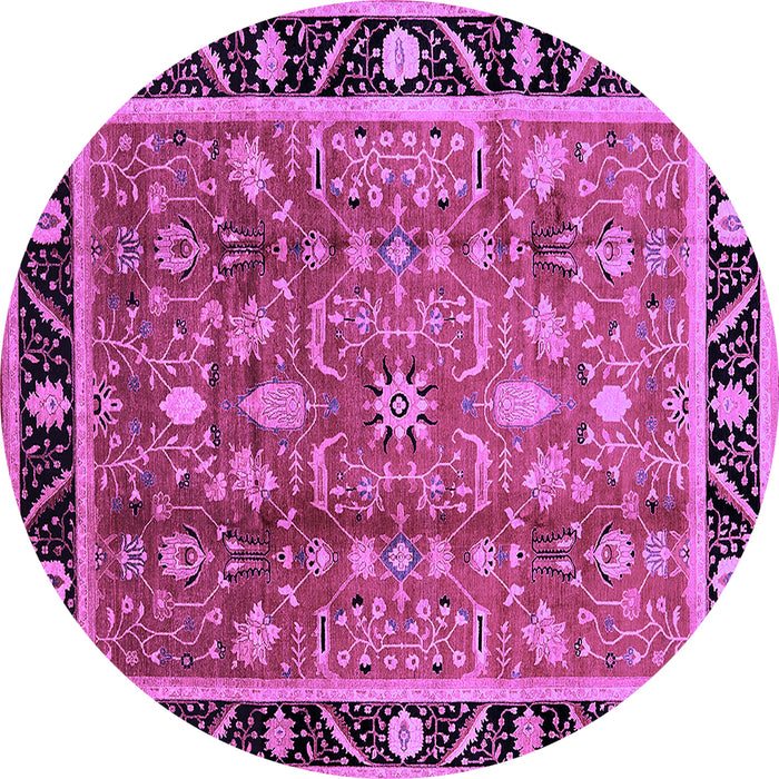 Round Machine Washable Oriental Purple Industrial Area Rugs, wshurb3219pur