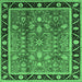 Square Oriental Emerald Green Industrial Rug, urb3219emgrn