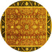 Round Oriental Yellow Industrial Rug, urb3219yw