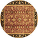 Round Oriental Brown Industrial Rug, urb3219brn