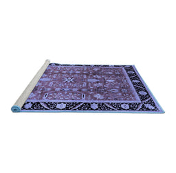 Sideview of Machine Washable Oriental Blue Industrial Rug, wshurb3219blu