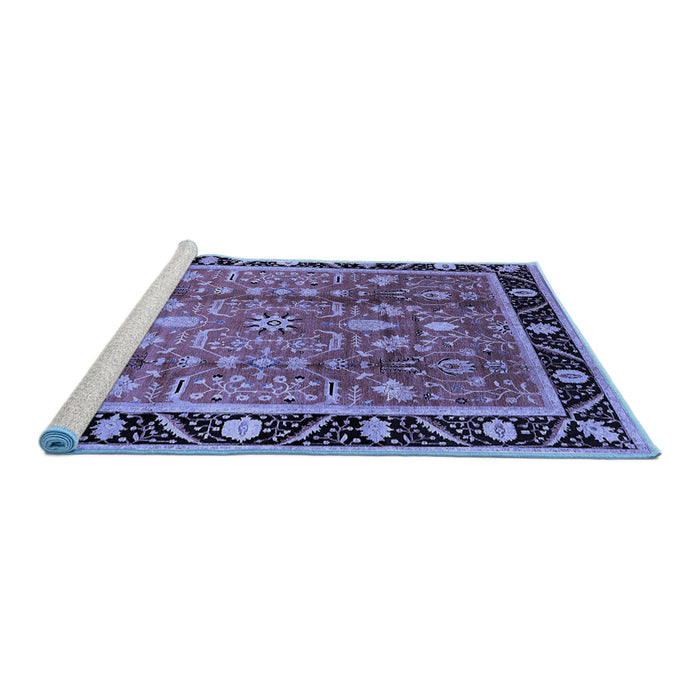 Sideview of Machine Washable Oriental Blue Industrial Rug, wshurb3219blu