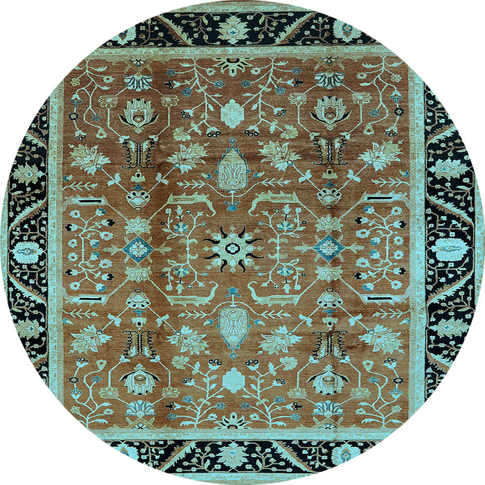 Round Oriental Light Blue Industrial Rug, urb3219lblu