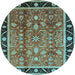 Round Oriental Light Blue Industrial Rug, urb3219lblu