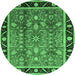 Round Oriental Emerald Green Industrial Rug, urb3219emgrn