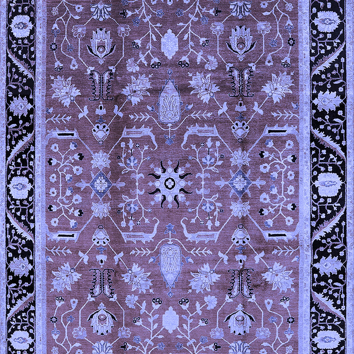 Machine Washable Oriental Blue Industrial Rug, wshurb3219blu