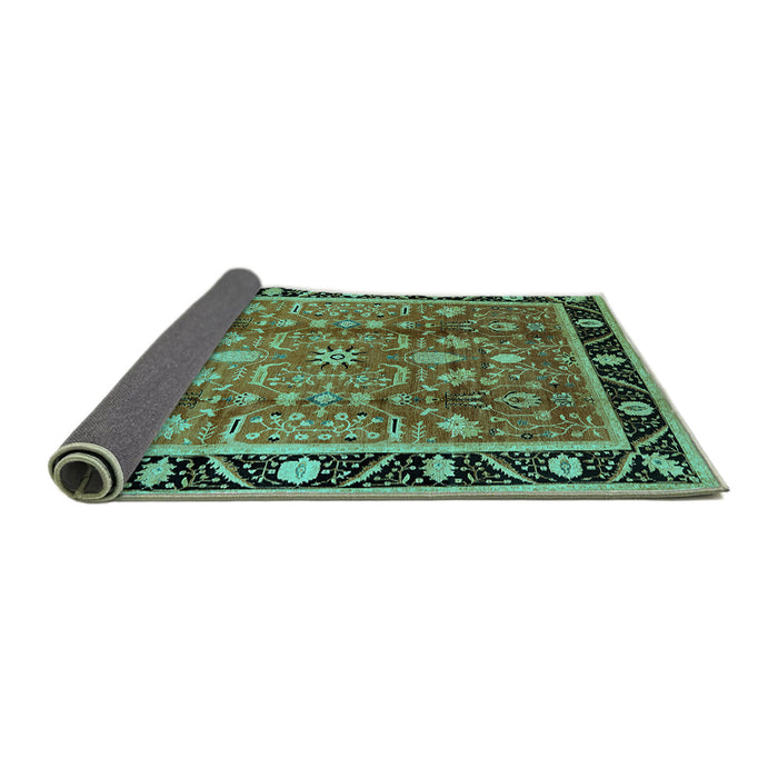 Sideview of Oriental Turquoise Industrial Rug, urb3219turq