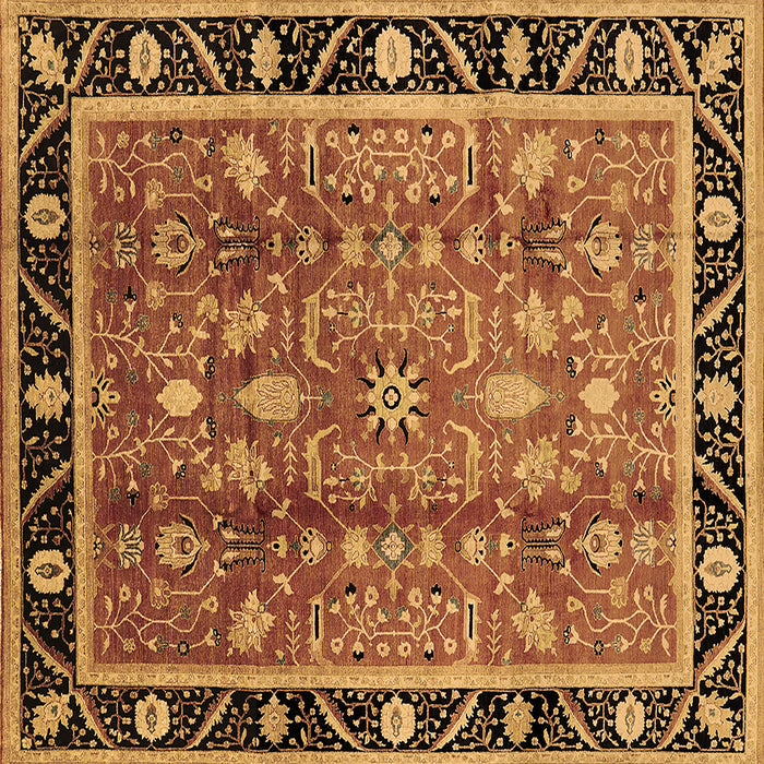 Square Oriental Brown Industrial Rug, urb3219brn