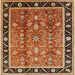 Square Mid-Century Modern Brown Sand Brown Oriental Rug, urb3219