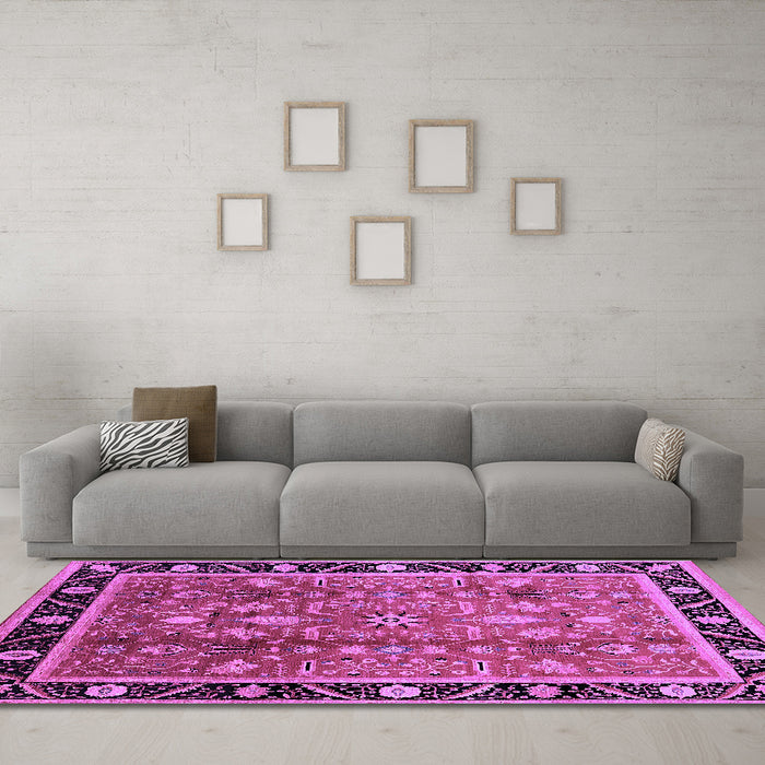 Machine Washable Oriental Purple Industrial Area Rugs in a Living Room, wshurb3219pur