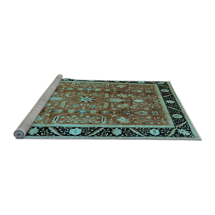 Sideview of Machine Washable Oriental Light Blue Industrial Rug, wshurb3219lblu