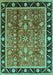 Machine Washable Oriental Turquoise Industrial Area Rugs, wshurb3219turq