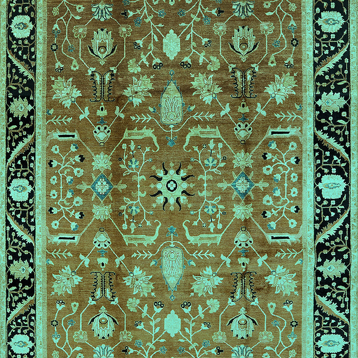 Machine Washable Oriental Turquoise Industrial Area Rugs, wshurb3219turq