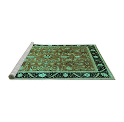 Sideview of Machine Washable Oriental Turquoise Industrial Area Rugs, wshurb3219turq