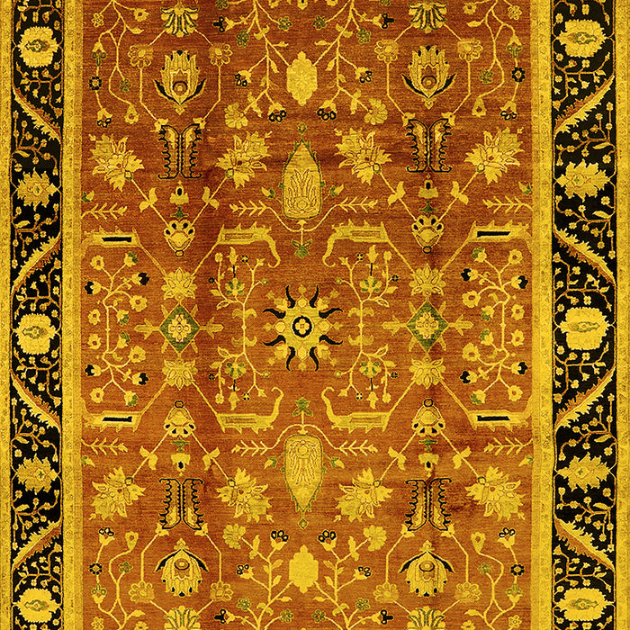 Machine Washable Oriental Yellow Industrial Rug, wshurb3219yw