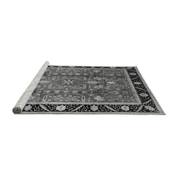 Sideview of Machine Washable Oriental Gray Industrial Rug, wshurb3219gry