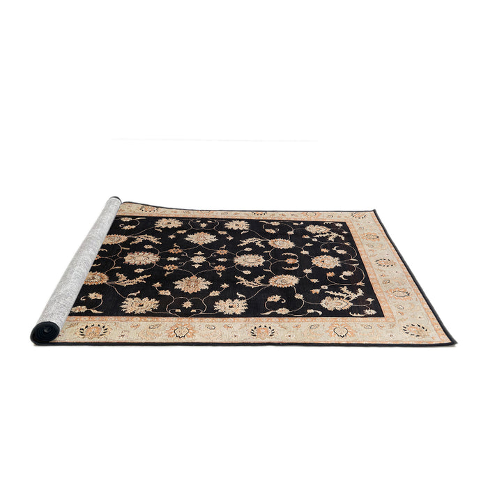 Sideview of Machine Washable Industrial Modern Midnight Gray Rug, wshurb3220