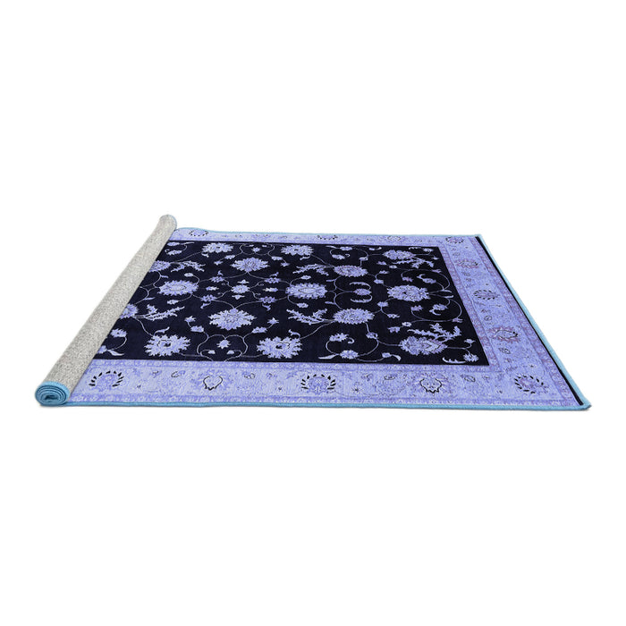 Sideview of Machine Washable Oriental Blue Industrial Rug, wshurb3220blu