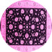 Round Machine Washable Oriental Pink Industrial Rug, wshurb3220pnk