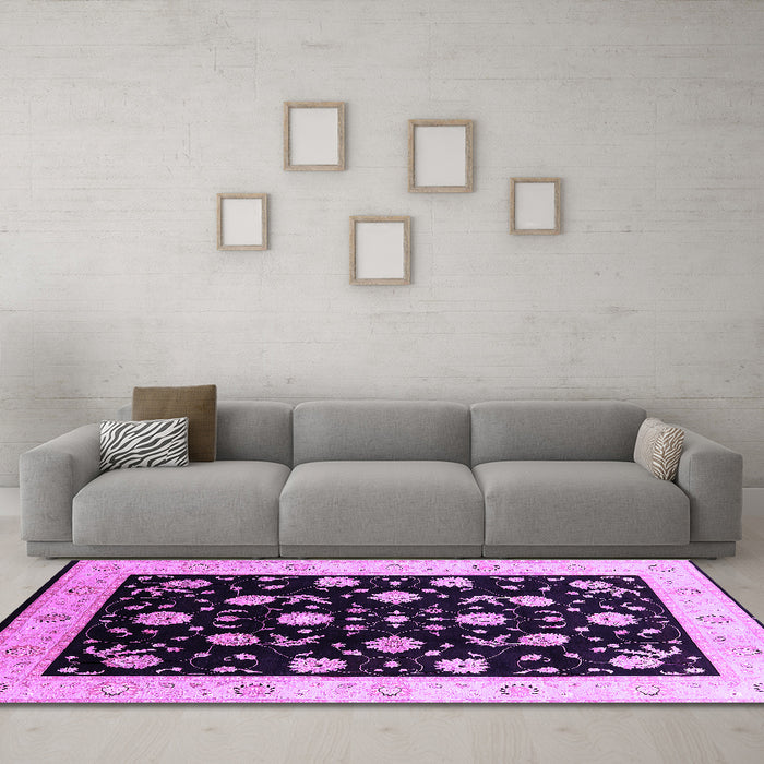 Machine Washable Oriental Purple Industrial Area Rugs in a Living Room, wshurb3220pur