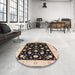 Round Mid-Century Modern Mid Gray Oriental Rug in a Office, urb3220