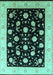 Machine Washable Oriental Turquoise Industrial Area Rugs, wshurb3220turq