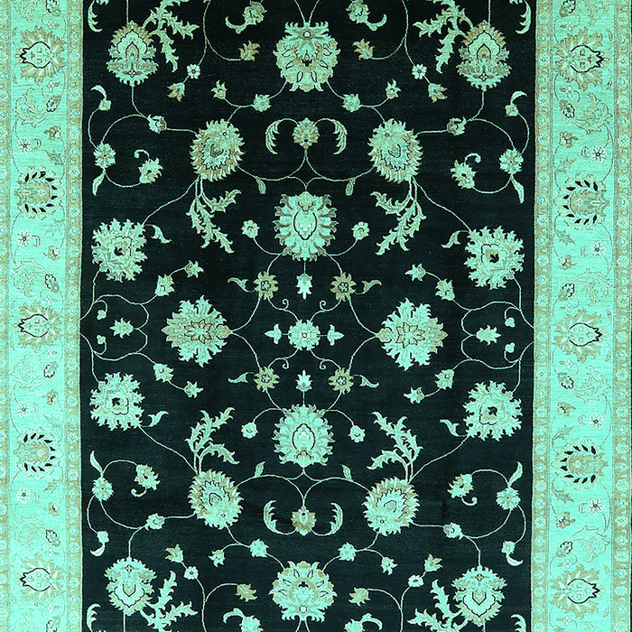 Machine Washable Oriental Turquoise Industrial Area Rugs, wshurb3220turq