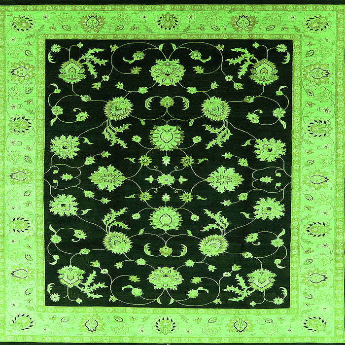 Square Machine Washable Oriental Green Industrial Area Rugs, wshurb3220grn