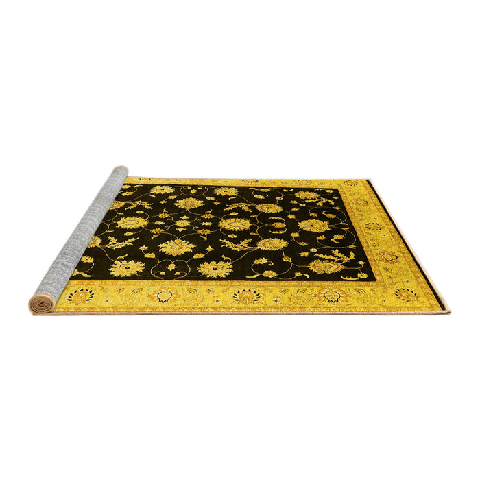 Sideview of Machine Washable Oriental Yellow Industrial Rug, wshurb3220yw