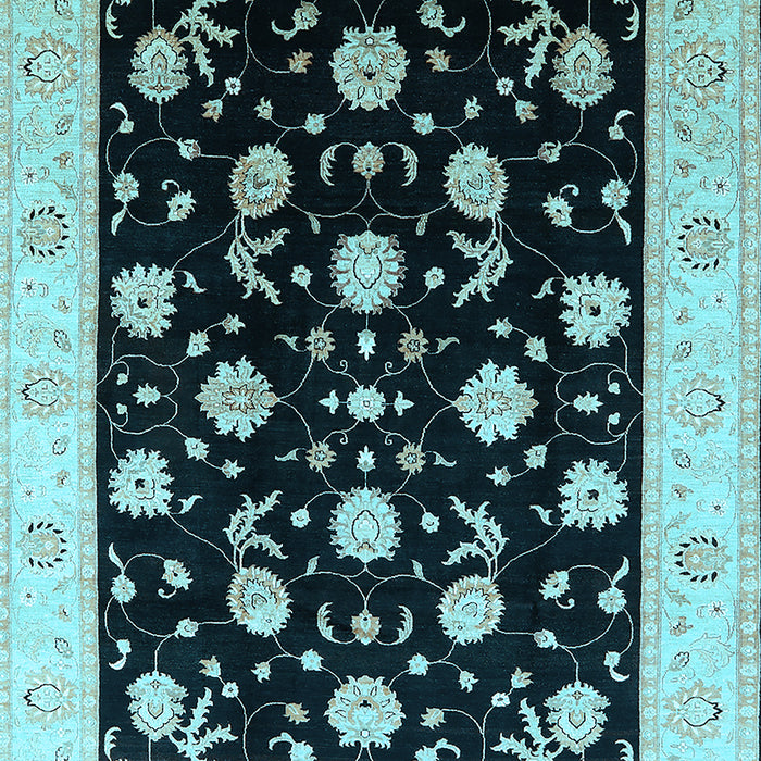 Machine Washable Oriental Light Blue Industrial Rug, wshurb3220lblu